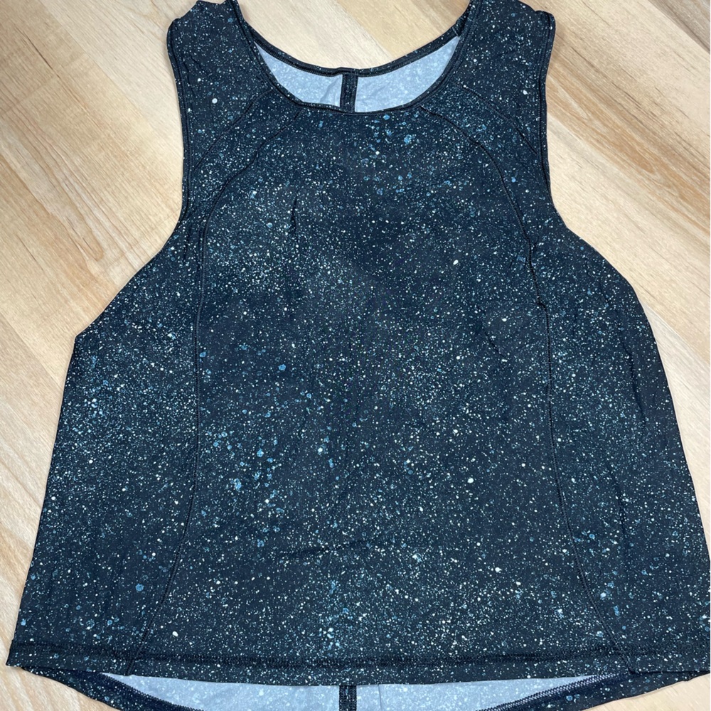 Lululemon Open Back Tank Top Galaxy Print Athletic Yoga Gym Black Size M - Picture 3 of 9